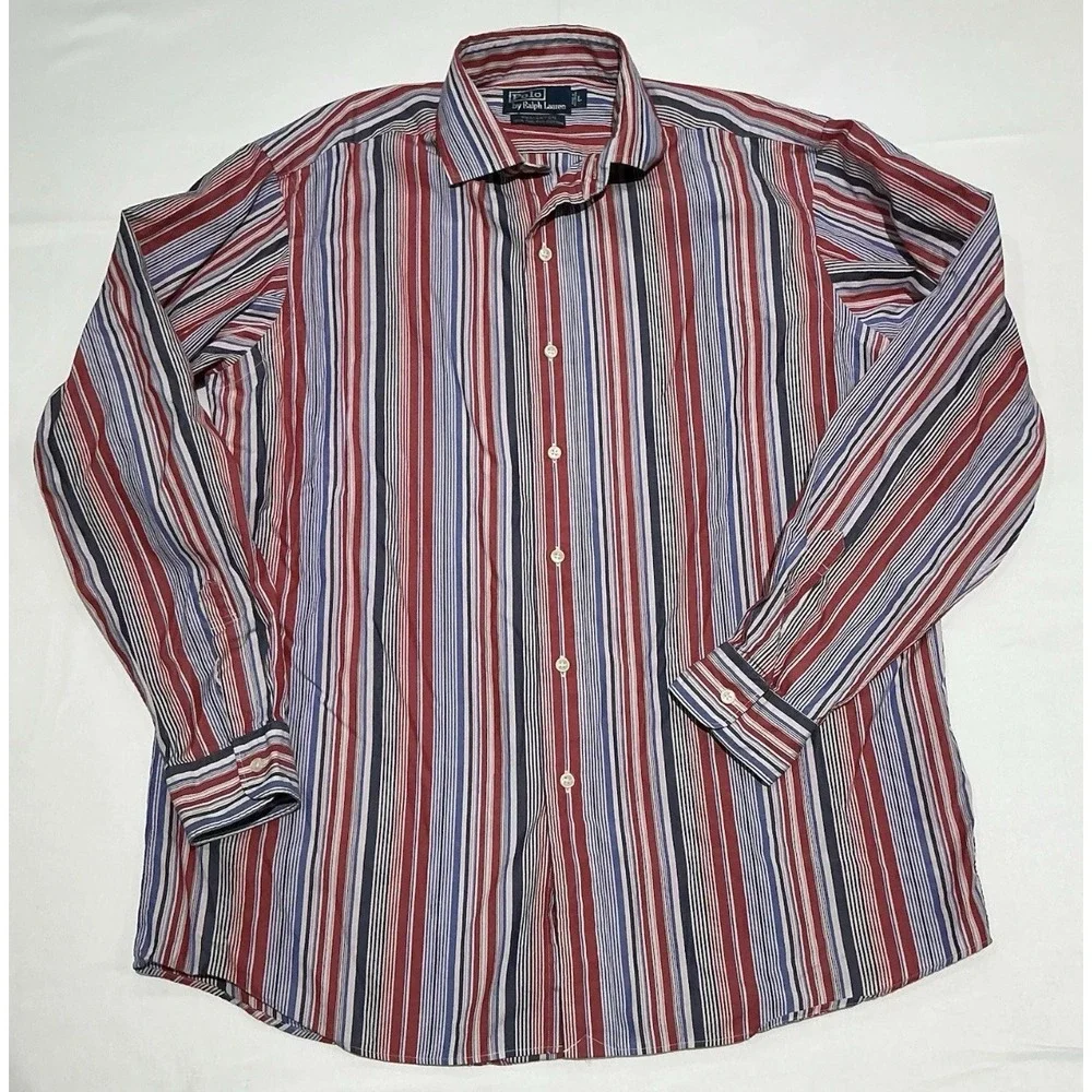 Polo Ralph Lauren Westerton Shirt Mens Large Red Striped Casual Preppy Cotton